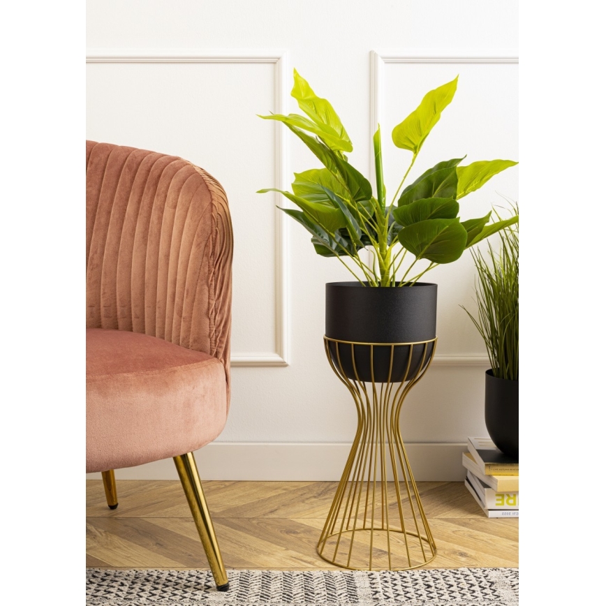 Metalen bloempot LOFT 46x20 cm goud/zwart
