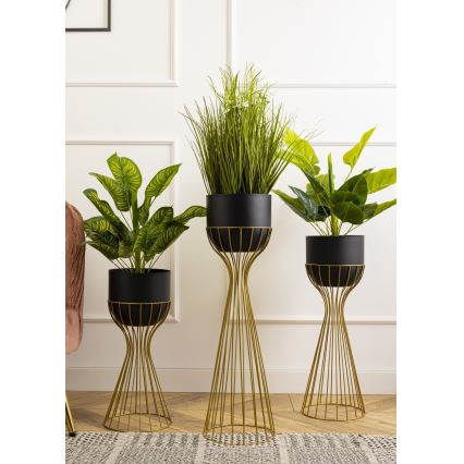 Metalen bloempot LOFT 46x20 cm goud/zwart