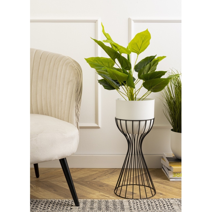 Metalen bloempot LOFT 46x20 cm zwart/wit