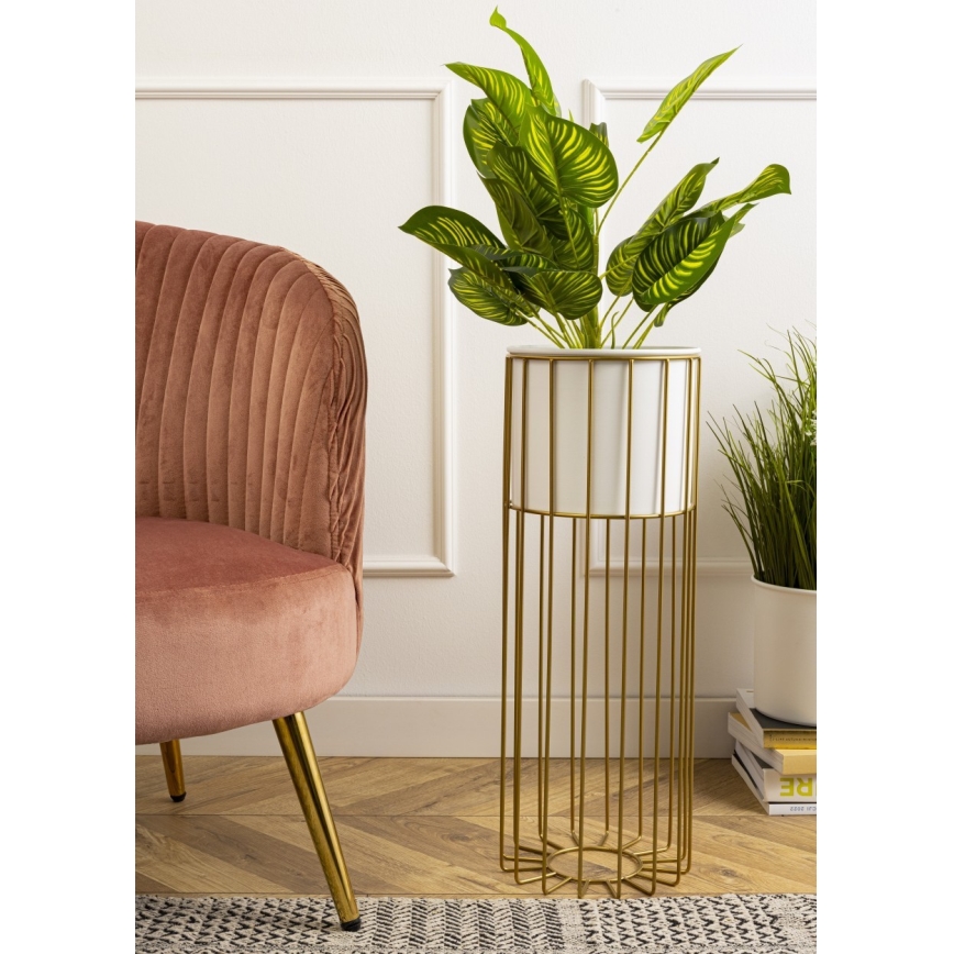 Metalen bloempot LOFT 55x20 cm goud/wit