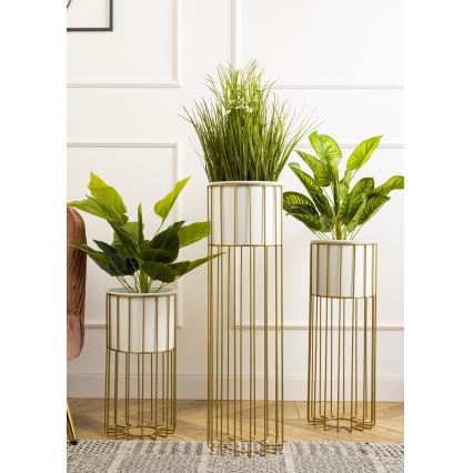 Metalen bloempot LOFT 55x20 cm goud/wit