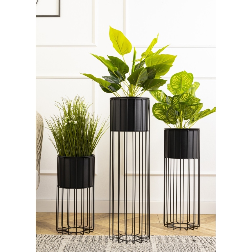 Metalen bloempot LOFT 55x20 cm zwart