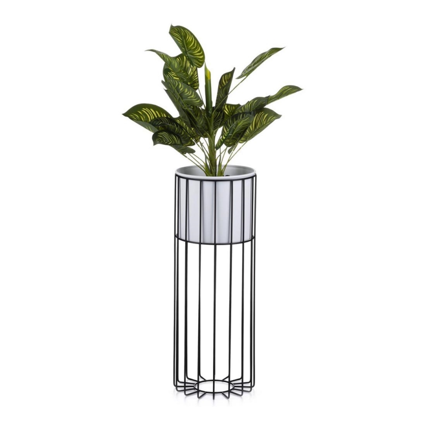 Metalen bloempot LOFT 55x20 cm zwart/wit