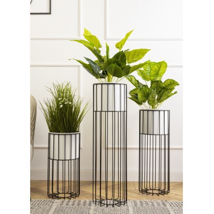 Metalen bloempot LOFT 55x20 cm zwart/wit