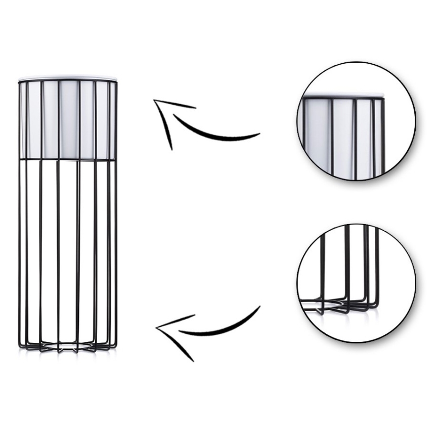 Metalen bloempot LOFT 55x20 cm zwart/wit