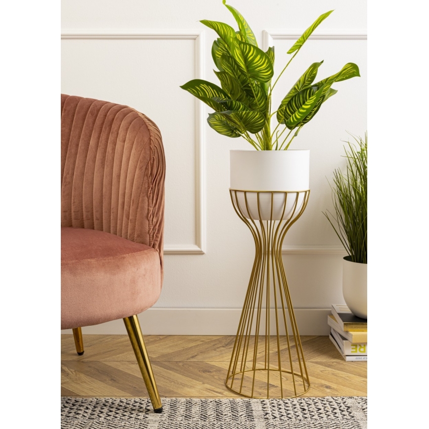 Metalen bloempot LOFT 56x20 cm goud/wit