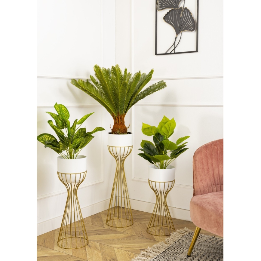 Metalen bloempot LOFT 56x20 cm goud/wit