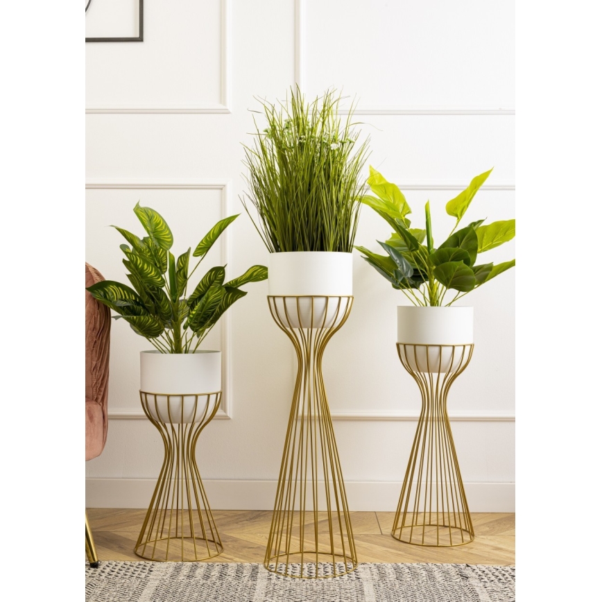 Metalen bloempot LOFT 56x20 cm goud/wit