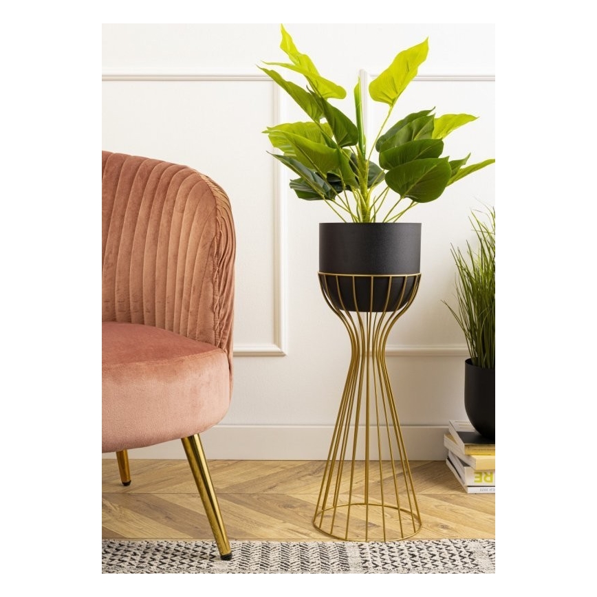 Metalen bloempot LOFT 56x20 cm goud/zwart
