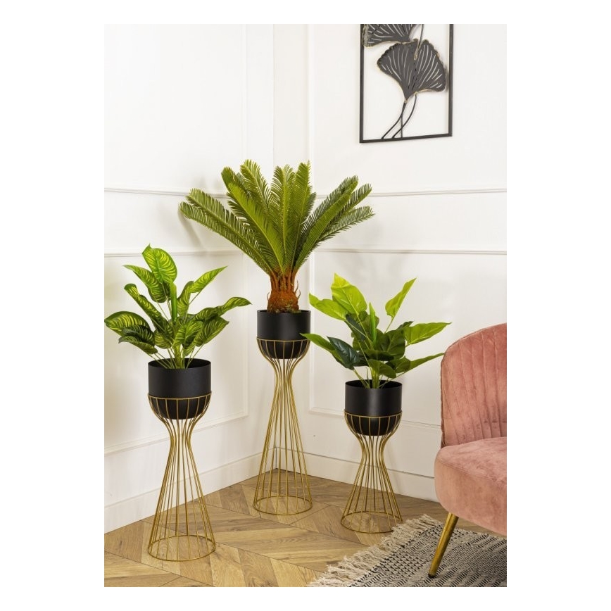 Metalen bloempot LOFT 56x20 cm goud/zwart