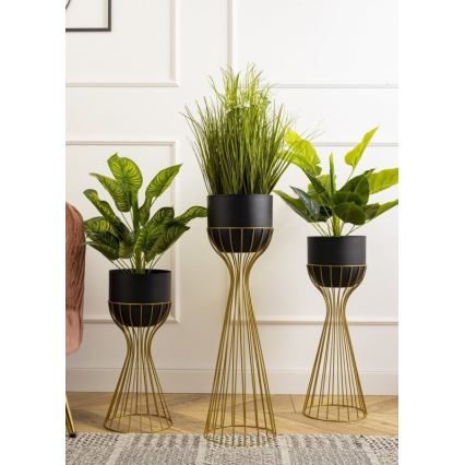 Metalen bloempot LOFT 56x20 cm goud/zwart
