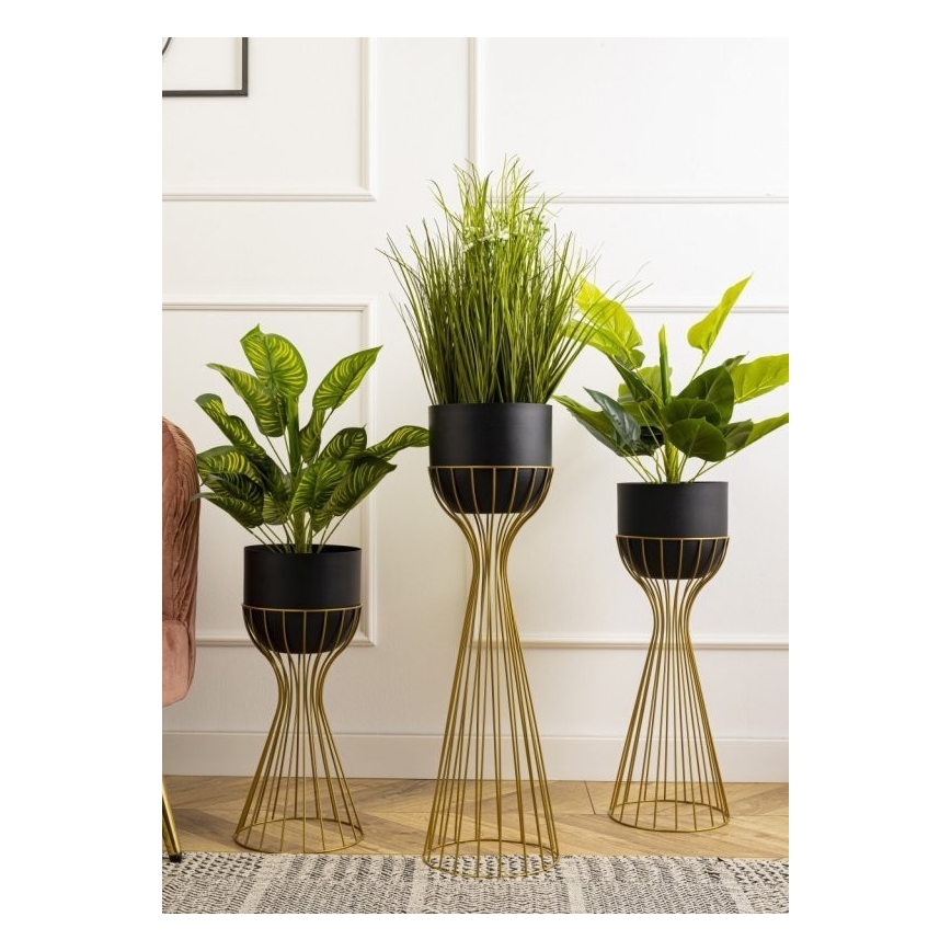 Metalen bloempot LOFT 56x20 cm goud/zwart