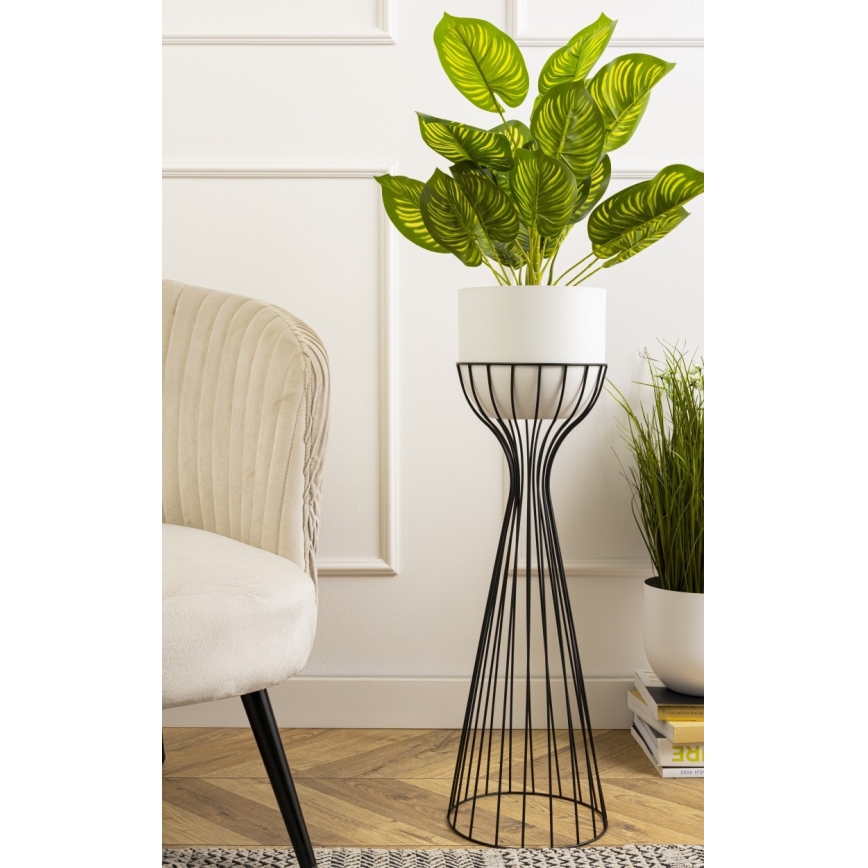 Metalen bloempot LOFT 56x20 cm zwart/wit