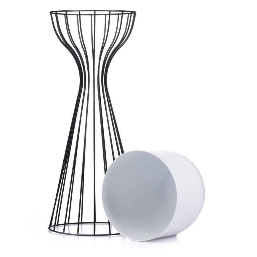 Metalen bloempot LOFT 56x20 cm zwart/wit