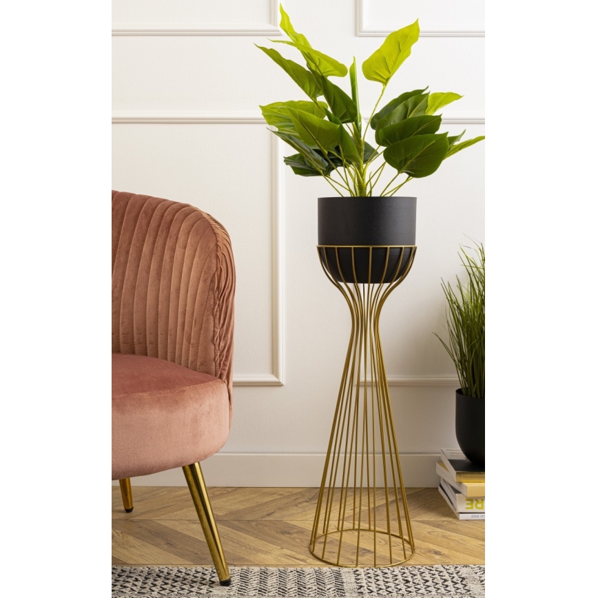 Metalen bloempot LOFT 68x20 cm goud/zwart