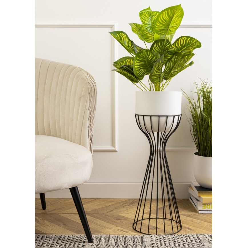 Metalen bloempot LOFT 68x20 cm zwart/wit