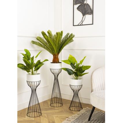 Metalen bloempot LOFT 68x20 cm zwart/wit