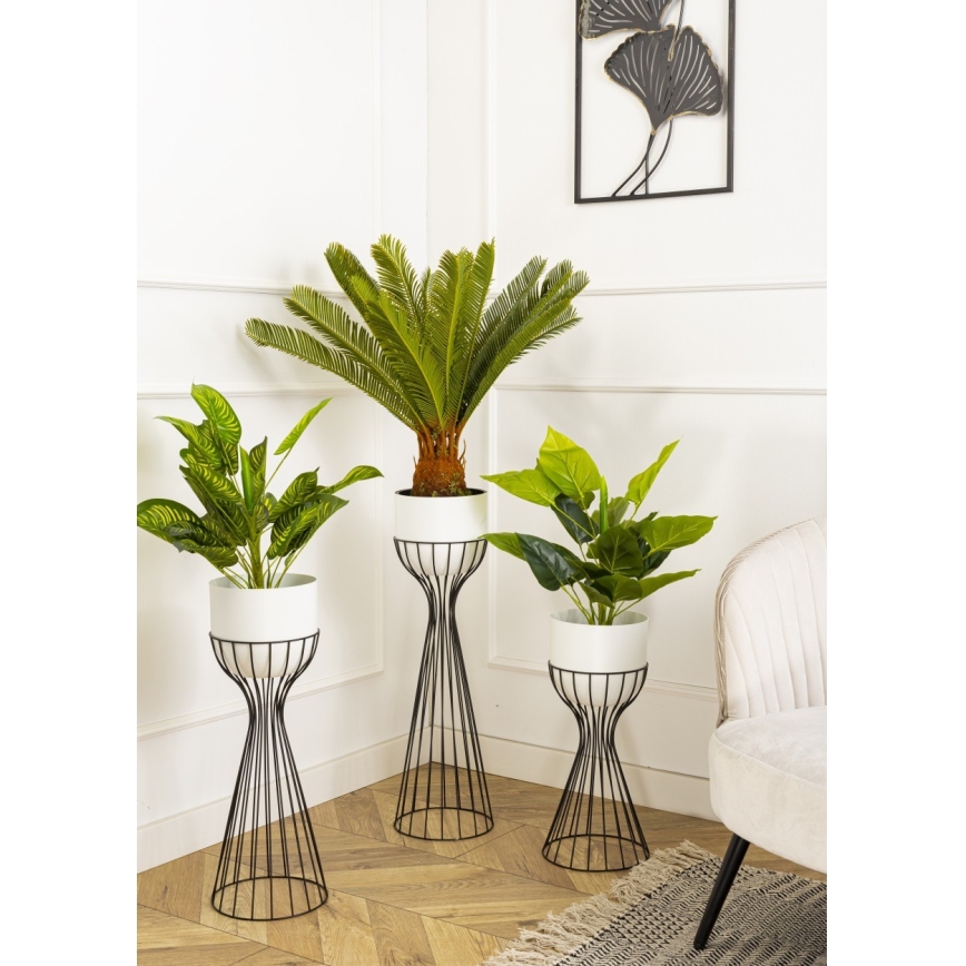 Metalen bloempot LOFT 68x20 cm zwart/wit