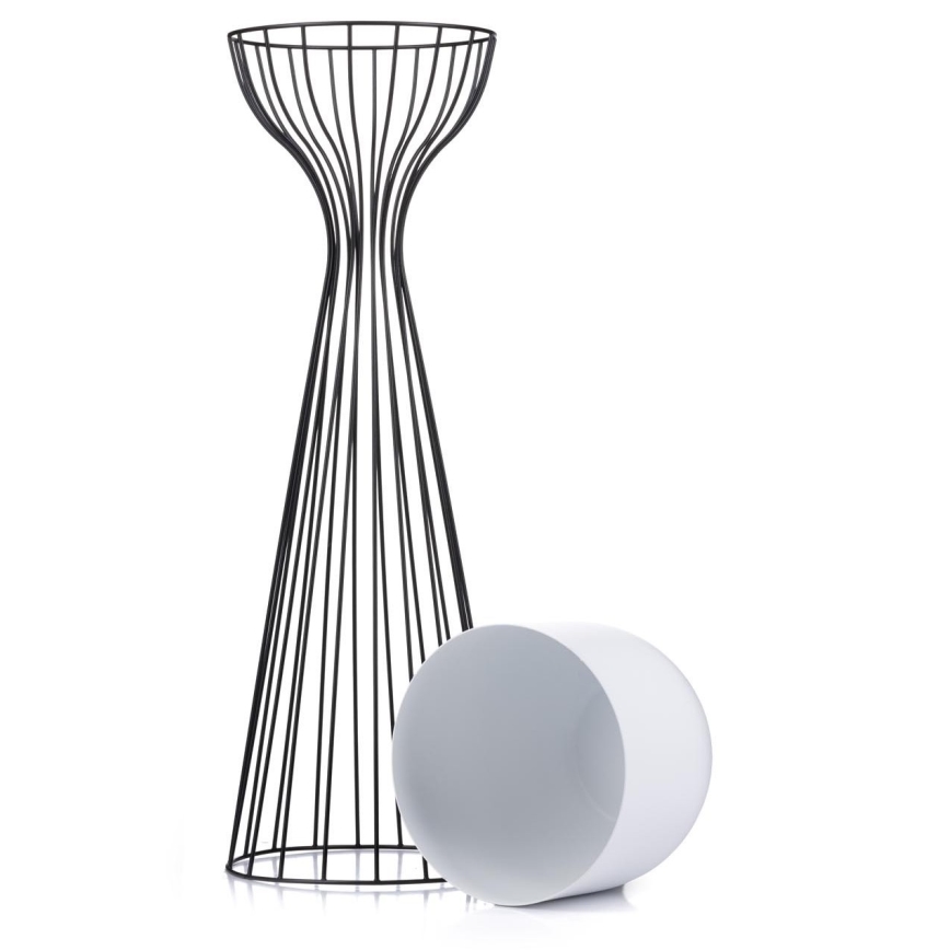 Metalen bloempot LOFT 68x20 cm zwart/wit