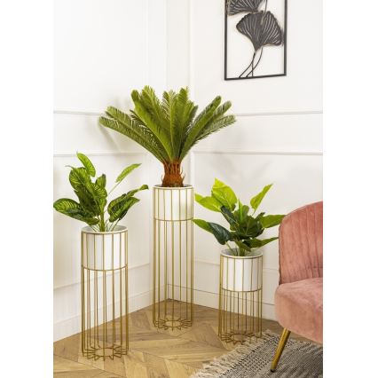 Metalen bloempot LOFT 70x20 cm goud/wit