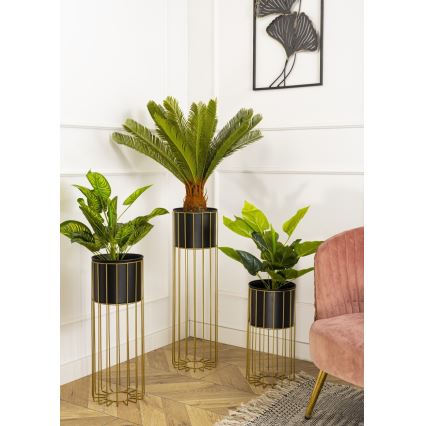 Metalen bloempot LOFT 70x20 cm goud/zwart