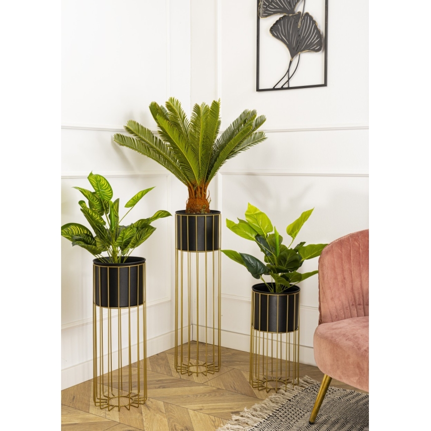 Metalen bloempot LOFT 70x20 cm goud/zwart