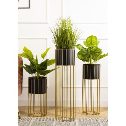 Metalen bloempot LOFT 70x20 cm goud/zwart