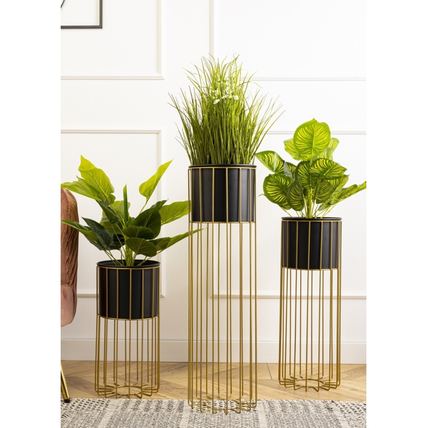 Metalen bloempot LOFT 70x20 cm goud/zwart