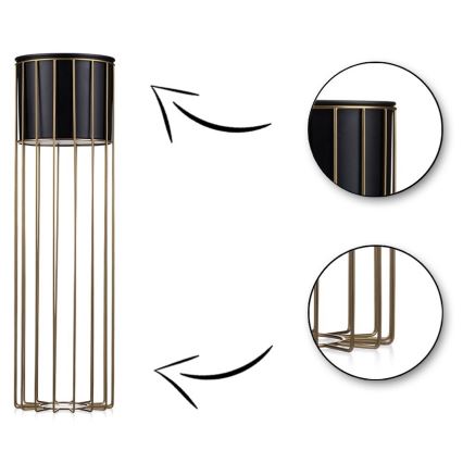 Metalen bloempot LOFT 70x20 cm goud/zwart