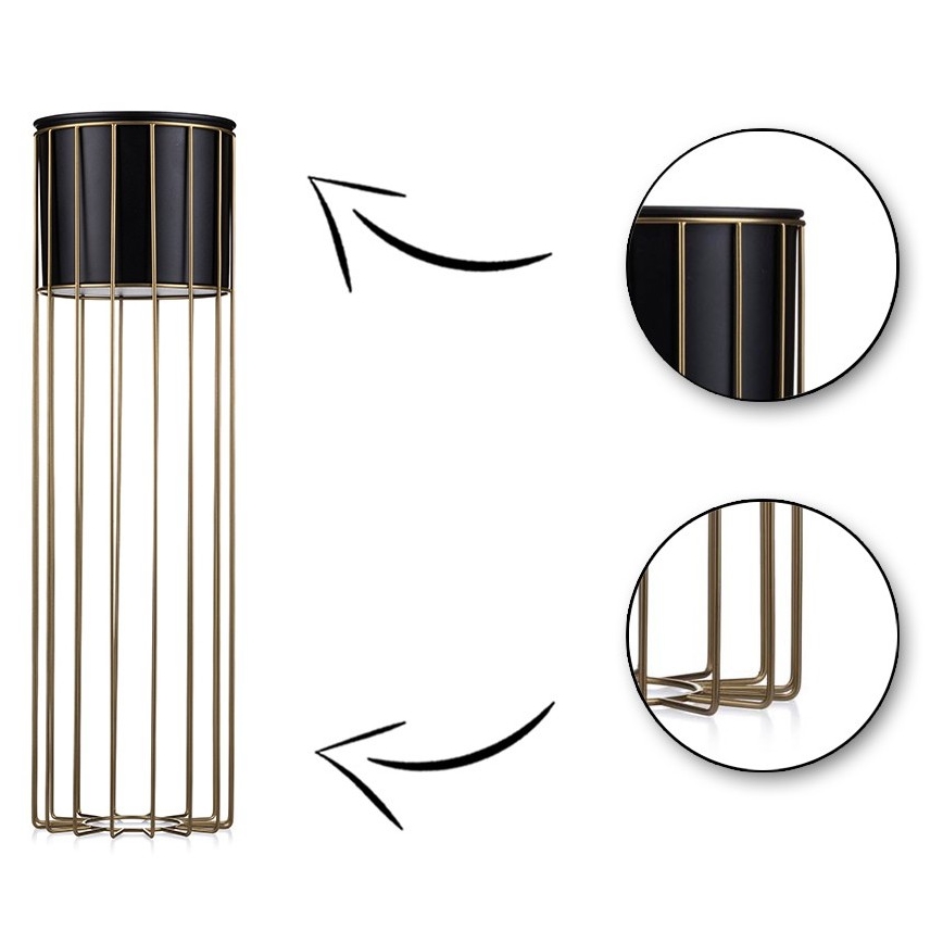 Metalen bloempot LOFT 70x20 cm goud/zwart
