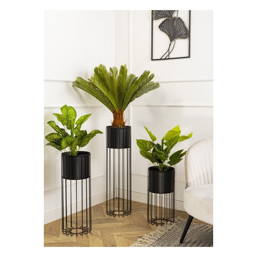 Metalen bloempot LOFT 70x20 cm zwart
