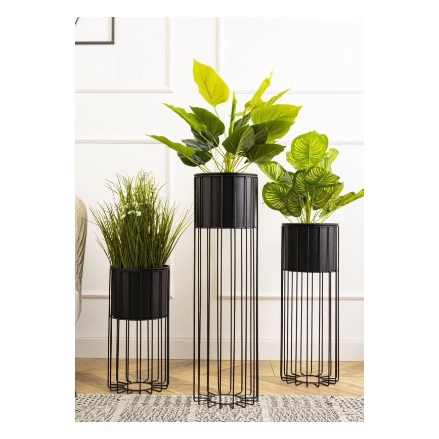 Metalen bloempot LOFT 70x20 cm zwart