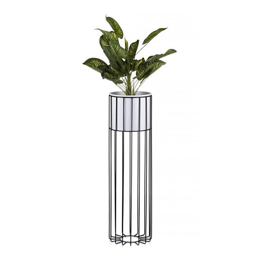 Metalen bloempot LOFT 70x20 cm zwart/wit