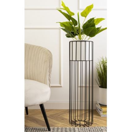 Metalen bloempot LOFT 70x20 cm zwart/wit