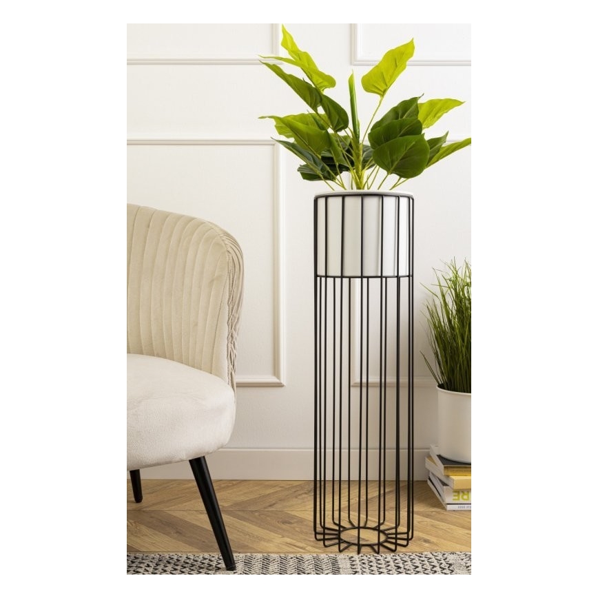 Metalen bloempot LOFT 70x20 cm zwart/wit