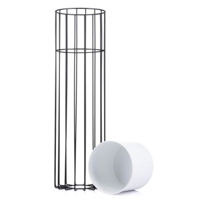 Metalen bloempot LOFT 70x20 cm zwart/wit
