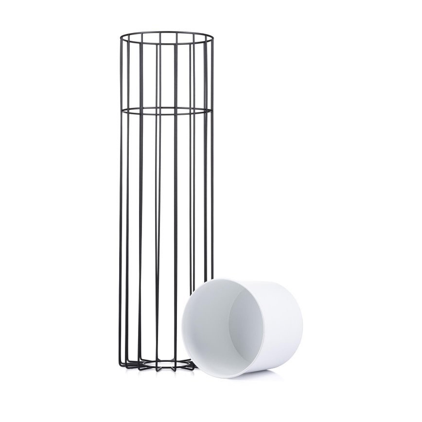 Metalen bloempot LOFT 70x20 cm zwart/wit