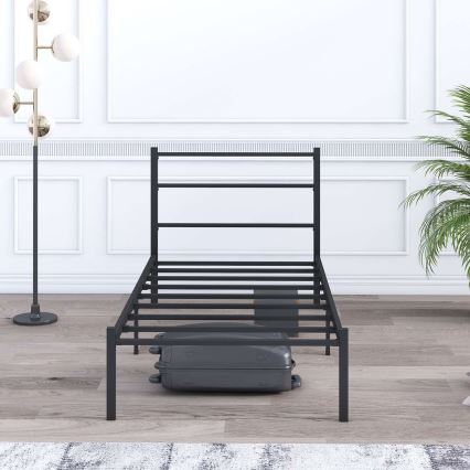 Metalen eenpersoonsbed FERON 90x200 cm, zwart, draagvermogen 120 kg
