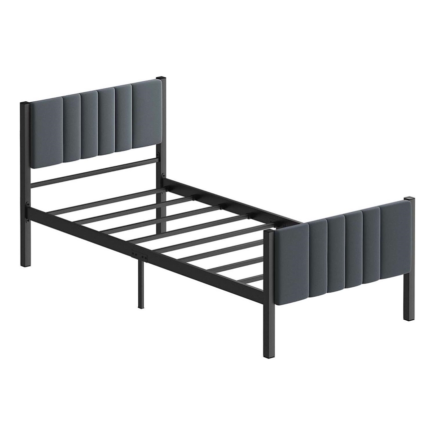 Metalen eenpersoonsbed LUNOR 90x200 cm antraciet draagvermogen 120 kg