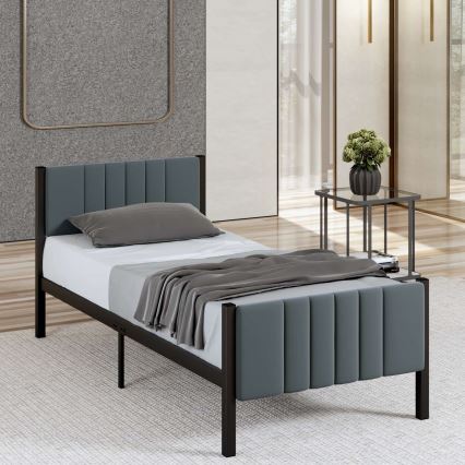Metalen eenpersoonsbed LUNOR 90x200 cm antraciet draagvermogen 120 kg