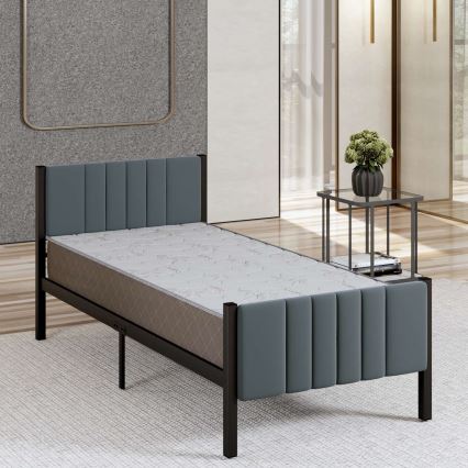 Metalen eenpersoonsbed LUNOR 90x200 cm antraciet draagvermogen 120 kg