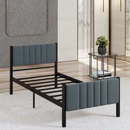 Metalen eenpersoonsbed LUNOR 90x200 cm antraciet draagvermogen 120 kg