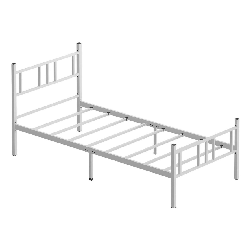 Metalen eenpersoonsbed PIRON 90x200 cm, wit, draagvermogen 120 kg