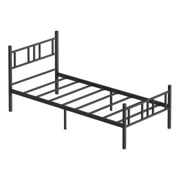 Metalen eenpersoonsbed PIRON 90x200 cm, zwart, draagvermogen 120 kg