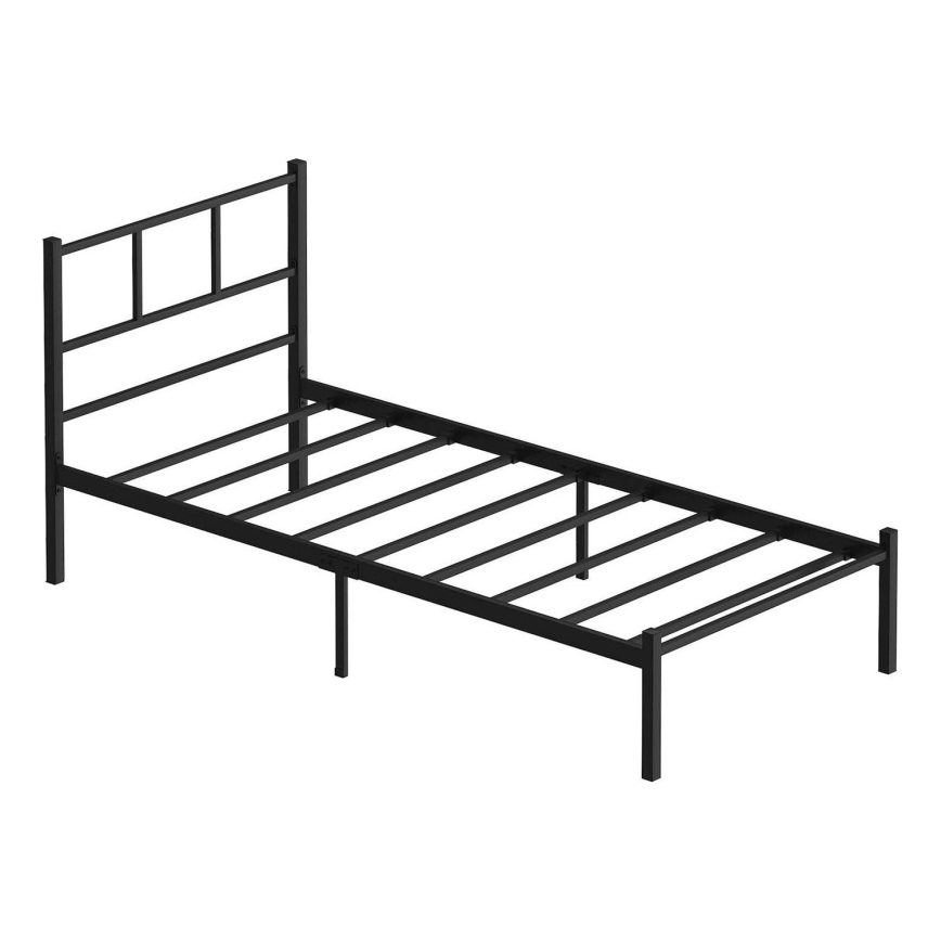 Metalen eenpersoonsbed ROVAN 90x200 cm, zwart — belastbaar tot 120 kg