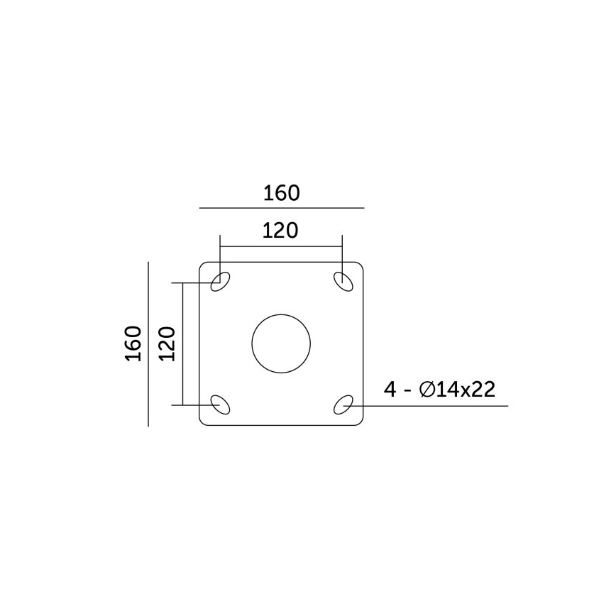Metalen paal voor buitenverlichting BASE 4 m, Ø 60 mm, zwart