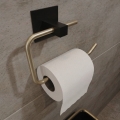 Metalen toiletrolhouder 8x16 cm zwart/goud