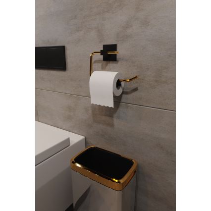 Metalen toiletrolhouder 8x16 cm zwart/goud