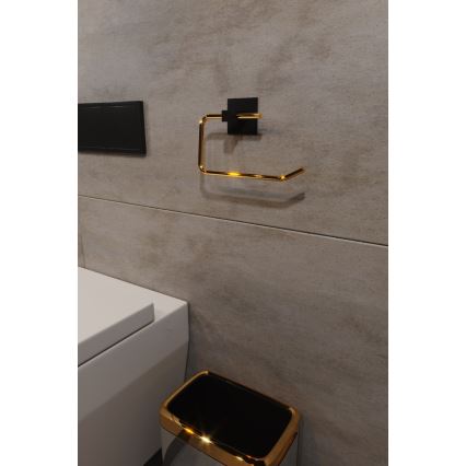 Metalen toiletrolhouder 8x16 cm zwart/goud