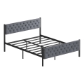 Metalen tweepersoonsbed KAROM 140x200 cm grijs draagvermogen 200 kg